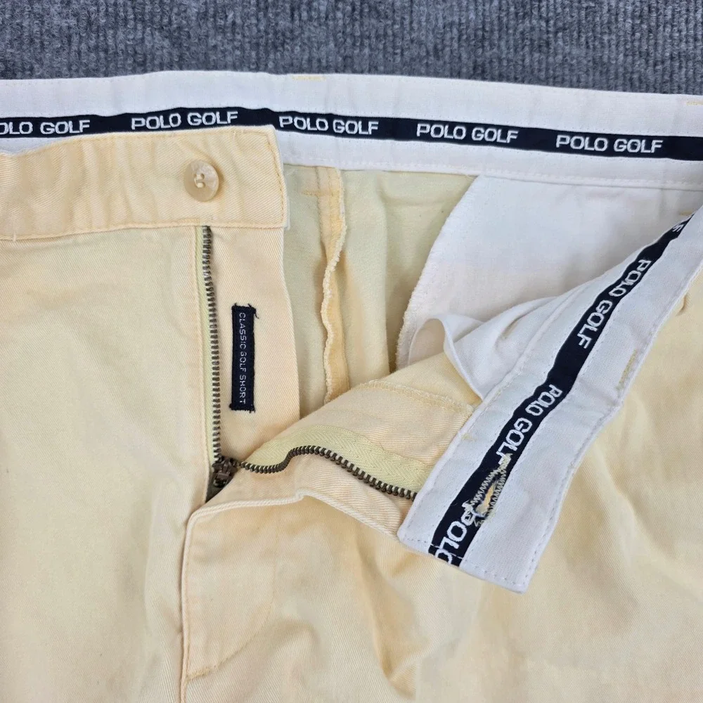 Polo Golf Ralph Lauren Mens 31 Pleated Shorts Pale Yellow Cotton Twill Classic